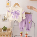 Girls' Bow Sweatshirt & Jogger, Size: 3-4 Years, Available Colours: Lavender and Khaki